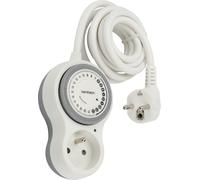 Zenitech - Bolea - Rallonge Programmable 2 m avec Minuterie Mécanique 15 Min - Puissance 3680W - Tension 230V - Cordon H05VVF 3G1,5 mm² - Fiche Coudée 90° - Voyant LED - Blanc