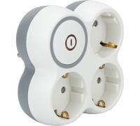 Zenitech Boléa Triplite Schuko 16 A avec Interrupteur | 3 sorties Schuko 16 A + commande marche/arrêt, Blanc/Gris, Bolea, Type F : prise Schuko avec contacts de terre