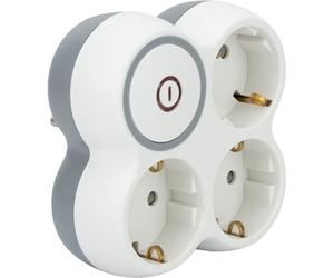 Zenitech Boléa Triplite Schuko 16 A avec Interrupteur | 3 sorties Schuko 16 A + commande marche/arrêt, Blanc/Gris, Bolea, Type F : prise Schuko avec contacts de terre