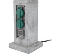 Zenitech - Borne pierre 4x16A avec 2 interrupteurs 5 m - Gris