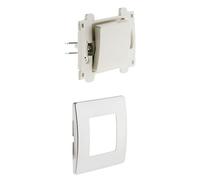 Zenitech - Bouton Poussoir bornes Auto composable - Blanc + Plaque de Finition métal anodisé - Venus