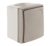 Zenitech - Bouton Poussoir Étanche avec Voyant Lumineux IP55 - Installation Facile avec Bornes Automatiques - Idéal pour Usage Extérieur - Gris