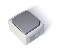 Zenitech - Bouton Poussoir Gris Clair - Installation En Saillie pour Extérieur - Étanchéité IP54 - Câblage Simple avec Bornes Automatiques - Conforme Normes CE et NF - Gris Clair - 42mm