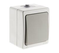 Zenitech - Bouton Poussoir IP54 - Installation En Saillie pour Extérieur - Étanchéité Renforcée - Câblage Simplifié avec Borne Automatique - Compatibilité avec Cheminées Larges - Gris Clair