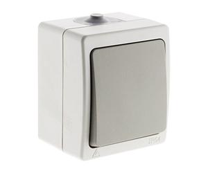 Zenitech - Bouton Poussoir IP54 - Installation Saillie Extérieure, Étanche et Résistant Chocs, Câblage Borne Automatique - Matériau Isolant - Compatibilité Cheminées Larges - Gris Clair