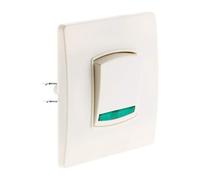 Zenitech - Bouton Poussoir Voyant Borne-Auto Vis + Griffes - Prêt à Installer - Compatible Boîtes d'Encastrement Standards - Fixation Vis et Griffes - Blanc