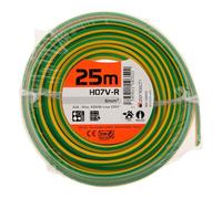 Zenitech - Câble d'Alimentation Électrique H07V-R 6 mm² - Conducteur Monobrin avec Isolant PVC - Usage Intérieur - Raccordements Résidentiels - Tension Jusqu'à 700V - 25 m - Jaune et Vert