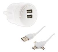 Zenitech - Câble USB universel USB-C/Micro USB + double chargeur USB G