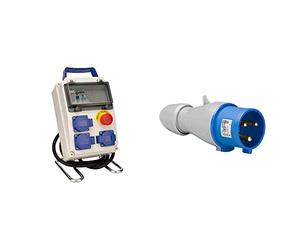 Zenitech-Coffret 8 modules de chantier IP54 équipé avec accessoires - Zenitech & Legrand, Fiche CEE 32 A, bleu 3 broches (2P+PE), 6 h (230 V/32 A), indice de protection IP44, IK09, 090107.