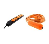 Zenitech - Coffret Bloc Étanchéité 5 Prises 16A 2P+T avec Clapets + Prolongateur 2 x 1,5 mm2 Boîtier Étanche - 10 m - Orange - pour Sécurité et Polyvalence Électrique