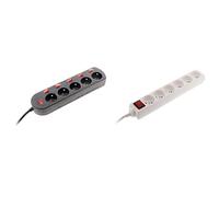 Zenitech - Coffret Bloc Multiprise Sono 5 Prises 16A 2P+T avec 6 Interrupteurs Câble 3M + Bloc Multiprise 6 Prises 16A 2P+T avec Interrupteur Général - Blanc