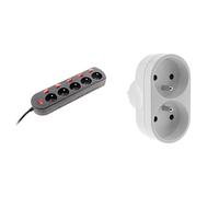 Zenitech - Coffret Bloc Sono + Multiprise Biplite 16A 2P+T - Bloc 5 Prises avec 6 Interrupteurs 3M + Multiprise Biplite pour Façade 16A en Blanc (pour Professionnels et Particuliers)