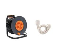 Zenitech - Coffret Enrouleur 4 Prises Déportées + Prolongateur 16A 2P+T HO5VV-F 3G1,5 mm2 - Câble Électrique 25M + Rallonge 10 m pour Bricolage Chantier Atelier Maison