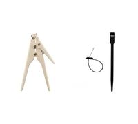 Zenitech - Coffret Pince en Métal Outil de Serrage et Coupe pour Colliers de Câblage + 100 Colliers de Câblage 6 x 175mm - Noir - Fonctionnement Facile sans Forcer - Conception en Métal Durable