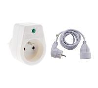 Zenitech - Coffret Prise Parafoudre Simple 2P+T + Multiprise/Prolongateur avec Parafoudre Intégré Longueur 1,90 m et Câble 3G1 mm2 + Protection Security Pro