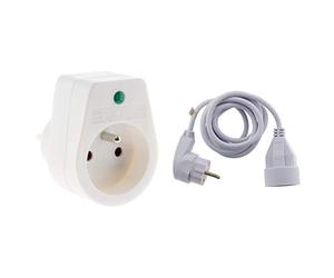 Zenitech - Coffret Prise Parafoudre Simple 2P+T + Multiprise/Prolongateur avec Parafoudre Intégré Longueur 1,90 m et Câble 3G1 mm2 + Protection Security Pro