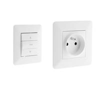 Zenitech - Commande Volet Roulant Encastrable 10A 2300W Prête à Poser avec Moteur Compact et Réglage Millimétrique + Prise Simple Encastrable 16A 2P+T Artezo - Blanc