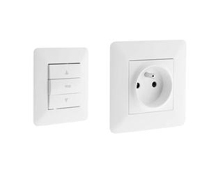 Zenitech - Commande Volet Roulant Encastrable 10A 2300W Prête à Poser avec Moteur Compact et Réglage Millimétrique + Prise Simple Encastrable 16A 2P+T Artezo - Blanc