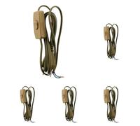 Zenitech - Cordon avec Interrupteur pour Luminaire - Remplacement de Câble d'alimentation - Longueur 1,5m - Conforme aux Normes de Sécurité - Or - 1,5m (Lot de 5)