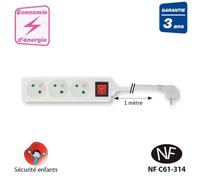 zenitech - Coupe-circuit - CA 230 V - 3680 Watt - connecteurs de sortie : 3 - 1 m cordon - blanc
