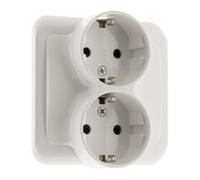 Zenitech - Doble Enchufe Schuko Blanco con Placa para Empotrar, Caja 1 Módulo Estándar, Tornillos y Garras Incluidas - Fácil Instalación para Reformas y Nuevas Obras