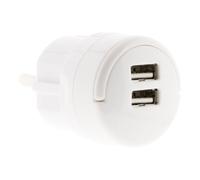 Zenitech - Double Chargeur USB 2,1A avec Anneau d'extraction Blanc