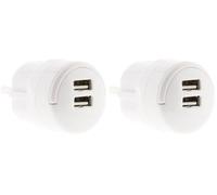 Zenitech - Double Chargeur USB 2,1A avec Anneau d'extraction Blanc (Lot de 2)