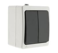 Zenitech - Double Interrupteur va et Vient 10A IP54 - Noir - Aquae