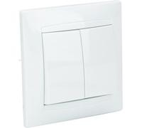 Zenitech Double Interrupteur va-et-Vient encastré Zyna, Blanc | Double interrupteur va-et-vient encastré Zyna, finition blanche