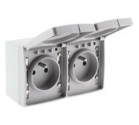 Zenitech Double Prise 16A 2P+T étanche IP55 - Gris - Orok