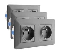 Zenitech - Double Prise 2P+T Artezo - Titanium (Lot de 3)