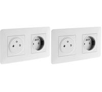 Zenitech Double Prise affleurante 2P+T 16A livrée avec boîte d'encastrement - Blanche - Artezo (Lot de 2)
