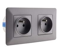 Zenitech Double Prise affleurante Artezo 2P+T + boîte Titanium | Boîtier d'installation - Double prise affleurante Artezo 2P+T + boîte, finition titanium, Type E : prise française avec terre