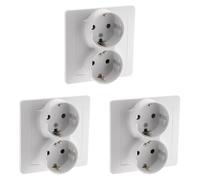 Zenitech Double Prise encastrée Schuko - Blanc - Orys (Lot de 3)