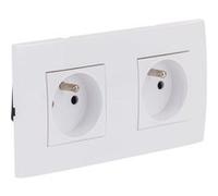 Zenitech - Double prise horizontale + plaque de finition Kalya - Blanc