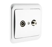 Zenitech, Double Prise Schuko à Encastrer ou en Saillie avec Plaque, Vis et Griffes, Couleur Argent, Compatible Boîte 1 Poste Standard, Installation Facile, Idéale pour Rénovations