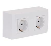 Double prise Schuko en saillie + plaque de finition Kalya - Argent - Zenitech