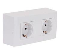 Zenitech - Double prise Schuko en saillie + plaque de finition Kalya - Blanc