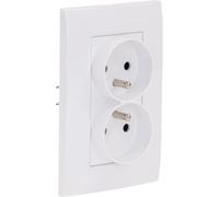 Zenitech Double Prise Verticale + Plaque de Finition Kalya - Blanc