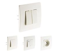 Zenitech - Double Va et Vient bornes auto + Bouton Poussoir bornes auto + Commande VMC bornes auto + Prise 2P+T 16A - Blanc - Venus