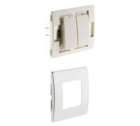 Zenitech - Double va et Vient bornes Auto composable - Blanc + Plaque de Finition métal anodisé - Venus