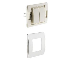 Zenitech - Double va et Vient bornes Auto composable - Blanc + Plaque de Finition métal anodisé - Venus