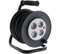 Zenitech Enrouleur 4 prises 16A câble 3G1,5 mm² 20 m avec coupe-circuit Noir