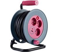 Zenitech Enrouleur Bricolage 3 Prises + 2 USB-A/C - Rose