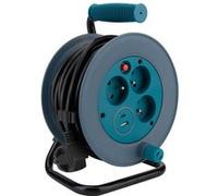 Enrouleur compact 3 prises + 2 USB C/A 12m - Bleu - Zenitech