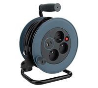 Zenitech - Enrouleur Compact 3 Prises + 2 USB C/A 12m - Gris