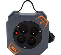 Zenitech Enrouleur compact multiprise 4 prises secteur 16A avec coupe circuit - Câble de 10 m - Noir