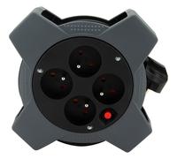 Zenitech Enrouleur compact multiprise 4 prises secteur 16A avec coupe circuit - Câble de 5 m - Noir