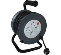 Zenitech - Enrouleur H05VV-F 4 Prises 3G1,5mm² 15m + Coupe-Circuit - Noir