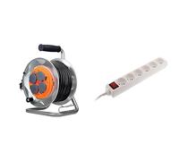 Zenitech - Enrouleur de Chantier IP44 4 Prises 16A 25 m + Prolongateur de Chantier 16A 10 m - Câbles HO7RN-F et 3G2,5 mm2 - Alimentation Sécurisée pour Travaux - Orange et Noir